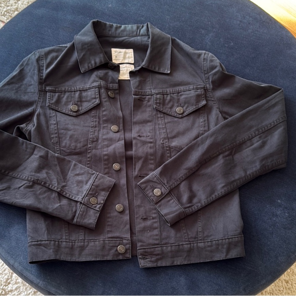 Helmut Lang Black Jean Jacket Classic Cropped Design